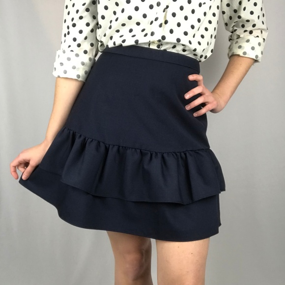 J. Crew Dresses & Skirts - J. Crew Navy Tiered Ruffled Skirt Size 8